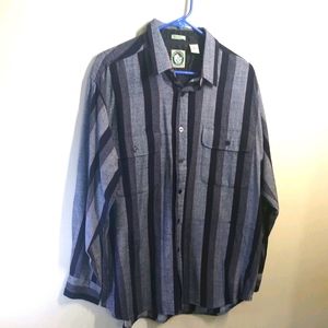 Vintage Appalachian Trail Blue Striped Button-up T